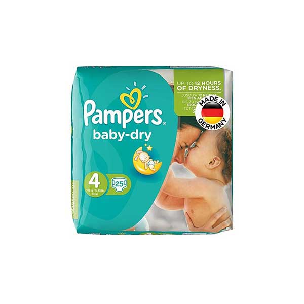 پوشک سایز ۴ پمپرز مدل baby dry بسته ۲۵ عددی