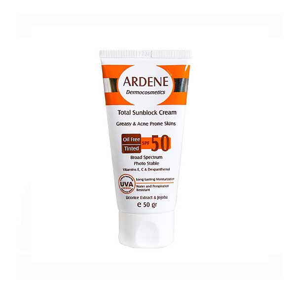 کرم ضد آفتاب SPF50 آردن مخصوص پوست های چرب و جوشدار ۵۰ گرم