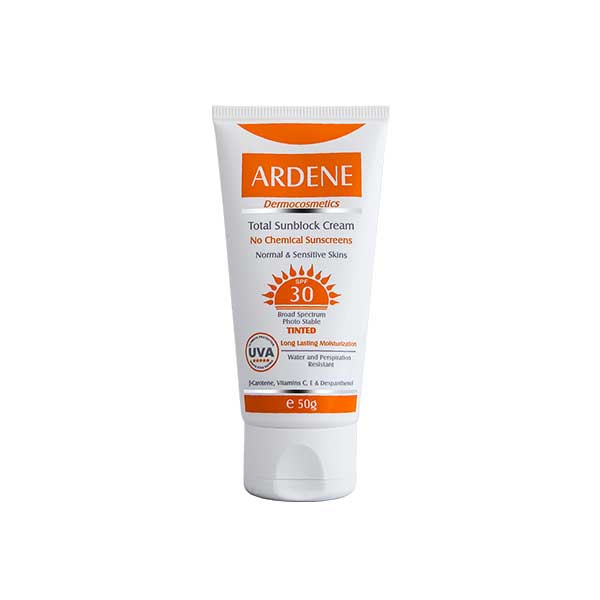 کرم ضد آفتاب رنگی SPF30 آردن فاقد جاذب های شیمیایی مناسب پوست های معمولی و حساس ۵۰ گرم