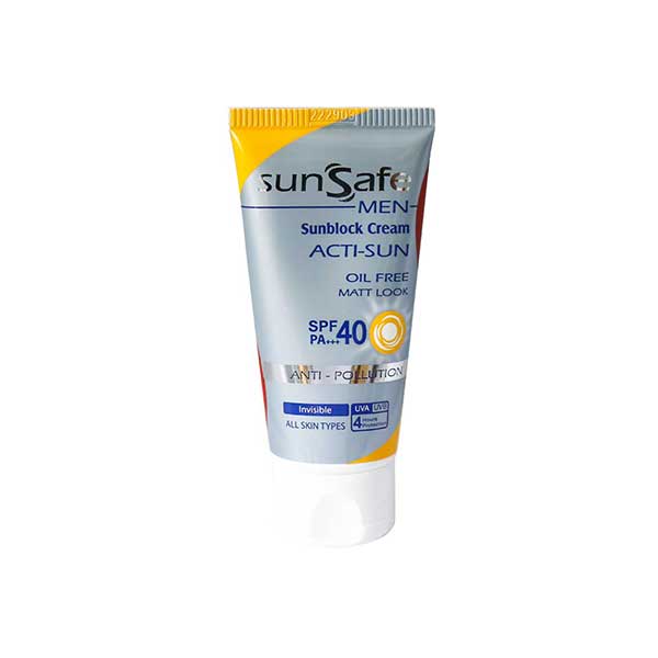 کرم ضد آفتاب فاقد چربی spf40 آقایان سان سیف مناسب برای انواع پوست ۵۰ گرم