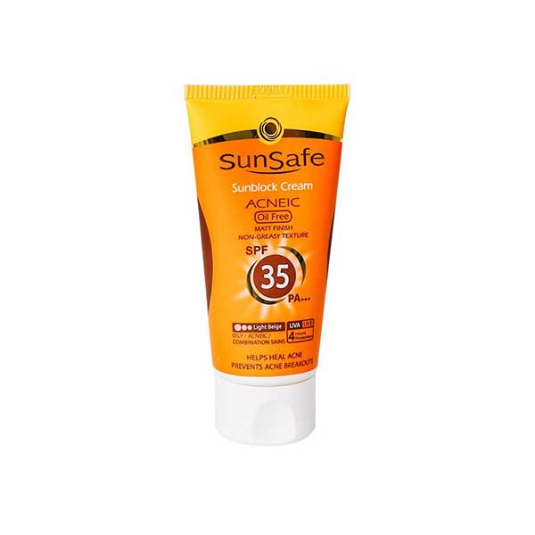 کرم ضد آفتاب SPF35 رنگی فاقد چربی سان سیف مناسب پوست های چرب و آکنه ای ۵۰ میلی لیتر